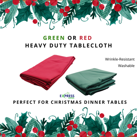 Get Ready for the Holidays Stock Up on Recycled Tablecloths in Santa Red and Festive Tree Green!