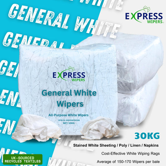 Triple Pack 3 x 10kg Bales of General White Wipers