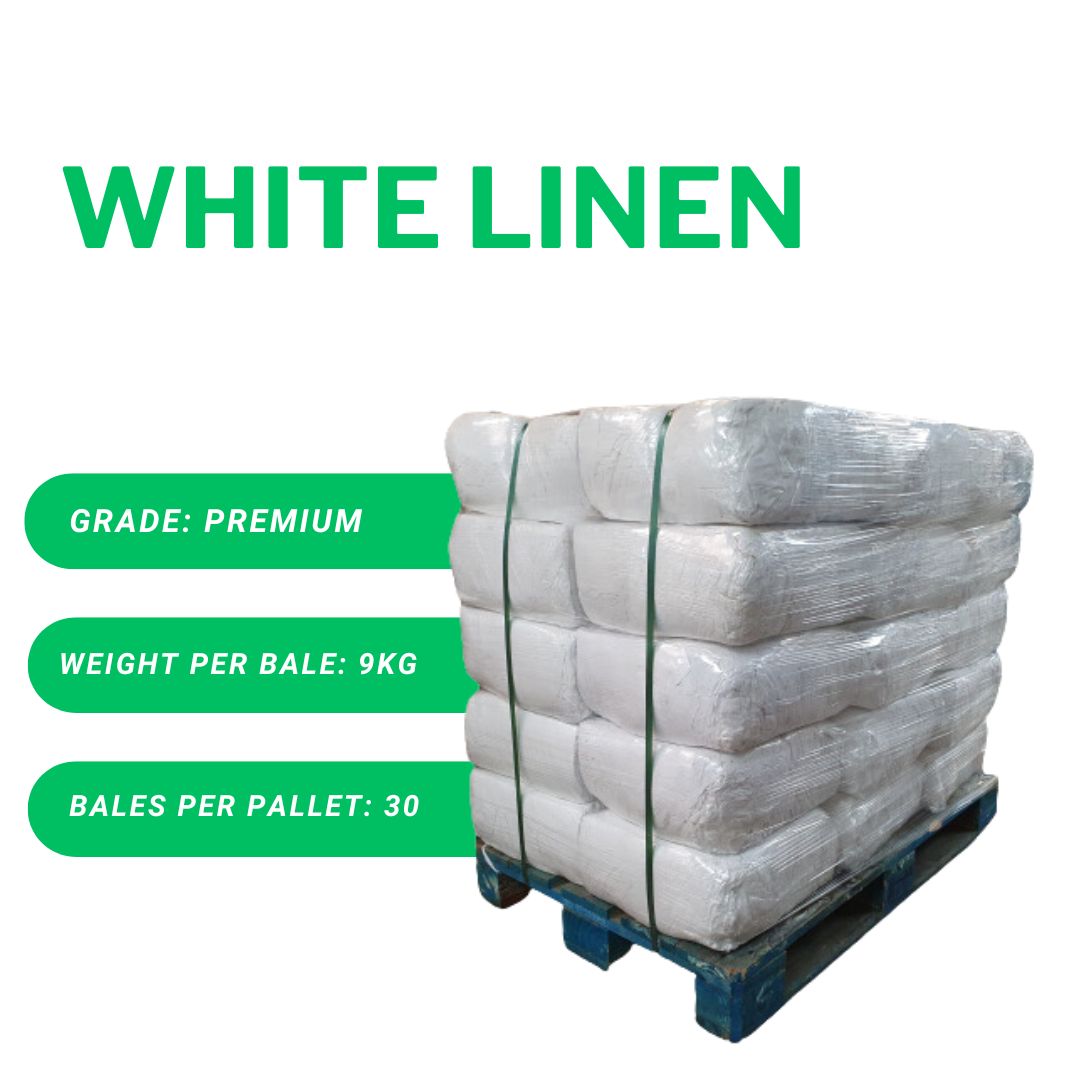 Pallet of 30 x 9kg Bales of White Linen (270kg)