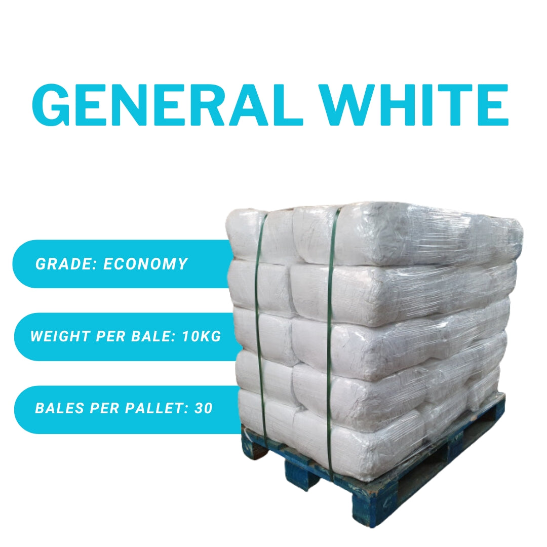Pallet of 30 x 10kg Bales of General White Wipers