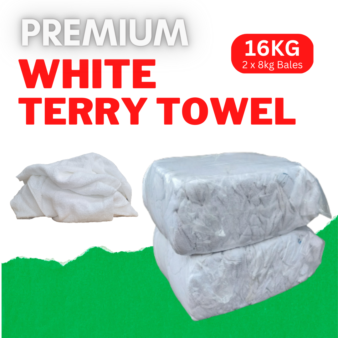Double Pack - 2 x 8kg Bales of Premium White Terry Towel