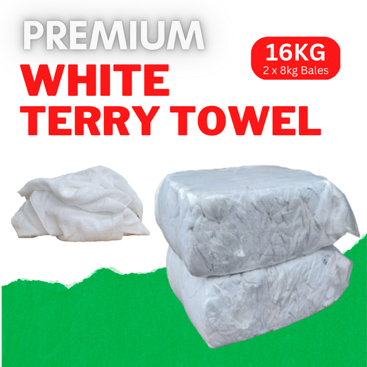 Double Pack - 2 x 8kg Bales of Premium White Terry Towel