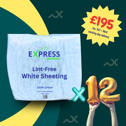 12 x 10kg Bales - Lint-Free White Sheeting