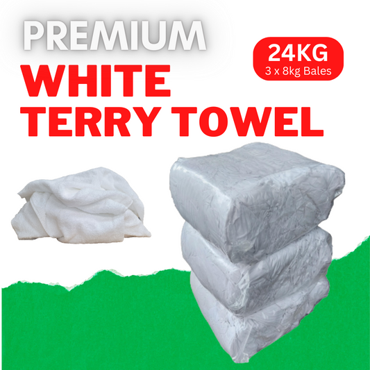Triple Pack - 3 x 8kg Bales of Premium White Terry Towel