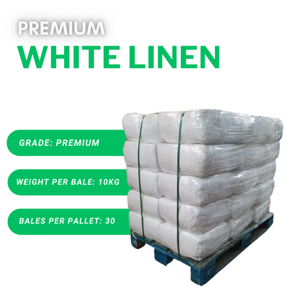Pallet of 30 x 10kg Bales of Premium White Linen