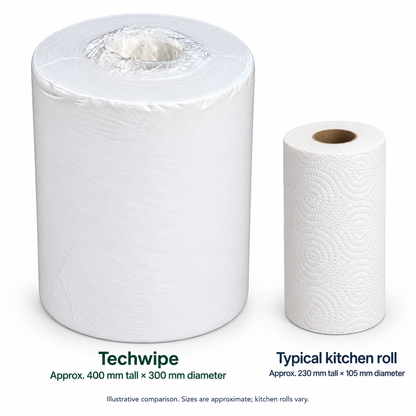 Techwipe White Nonwoven Cleaning Wipes – 400 Sheets per Roll