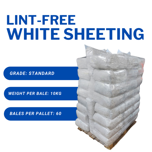 60 x 10kg Bales of 100% Cotton Lint-Free White Sheeting
