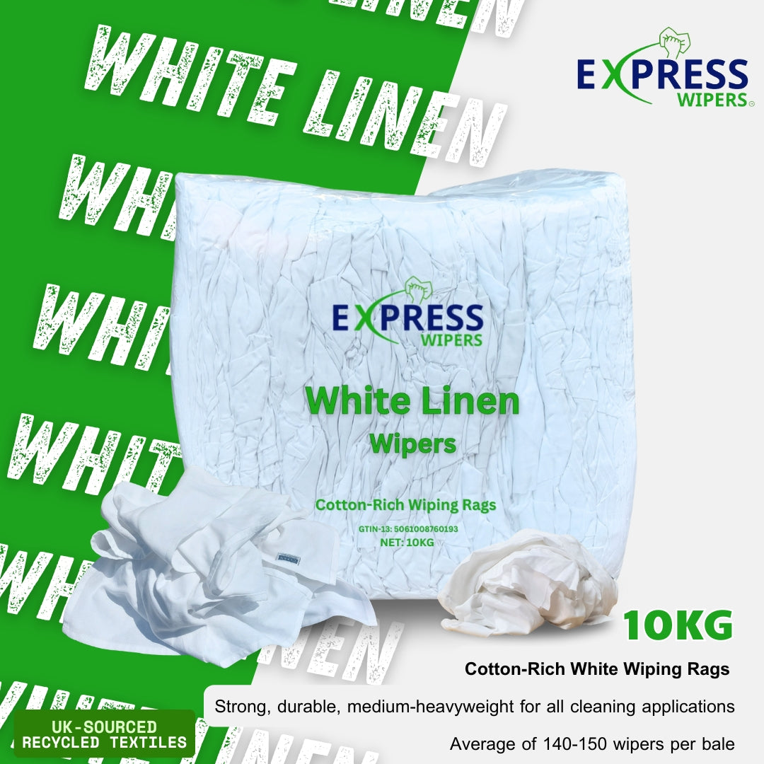 Standard White Linen Cleaning Rags / Wipers - Express Wipers Ltd