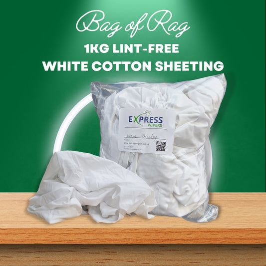 £5 Rag Bag - Lint-Free White Cotton Sheeting (1kg)