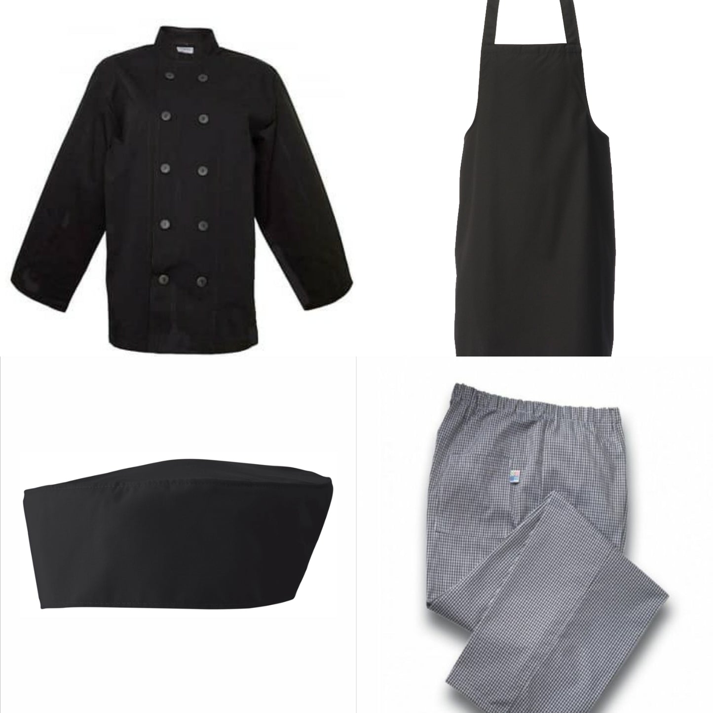 Complete Chef's Outfit - Black Jacket & Hat