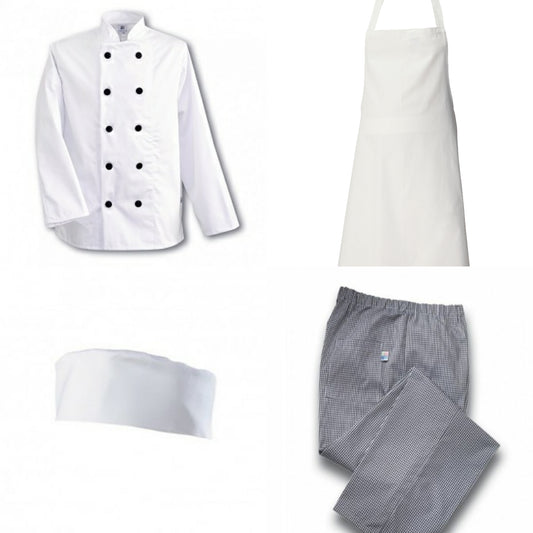 Complete Chef's Outfit - White Jacket & Hat